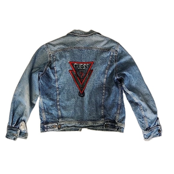 Guess Jackets & Blazers - Vintage 80s Georges Marciano for GUESS? Womens Med Jean Jacket Triangle x2 Rare